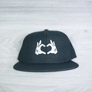 Cartoon Heart Hands Black Snapback